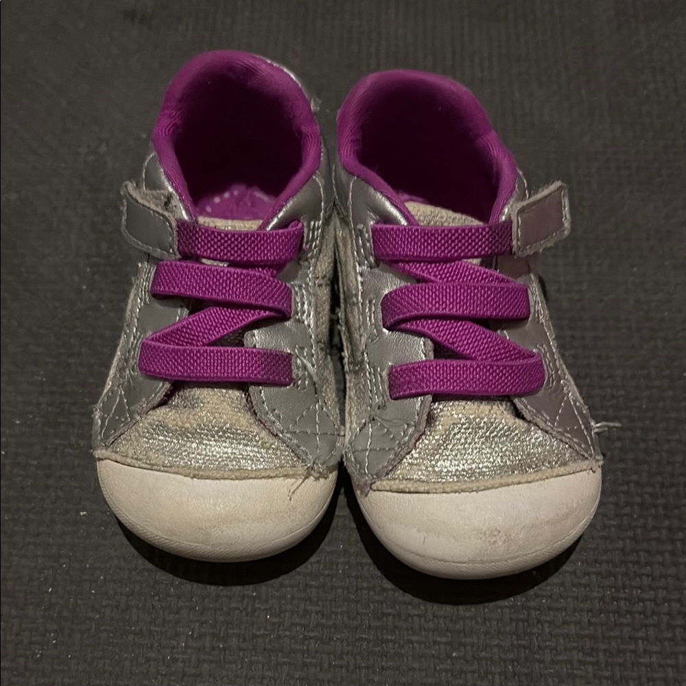 Kids Silver and Purple Shoes